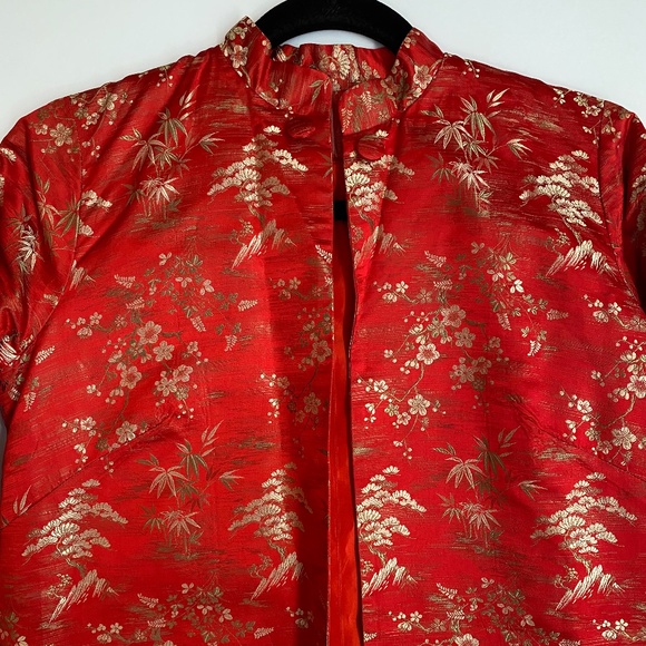 Jackets & Blazers - Red Silk and Gold Thread Jacket
